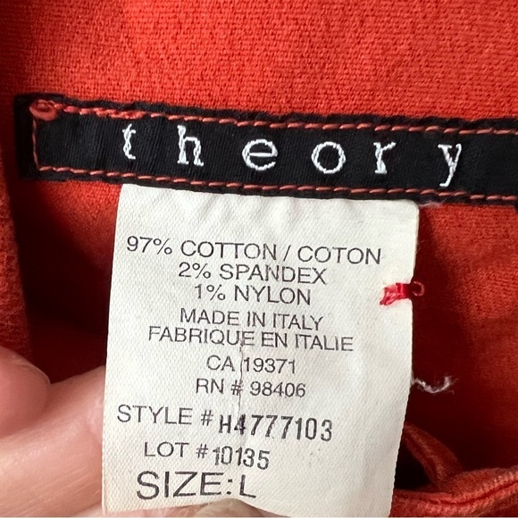 Theory Women’s Burnt Orange Cropped Jean Jacket Size Large Vintage - Picture 3 of 4